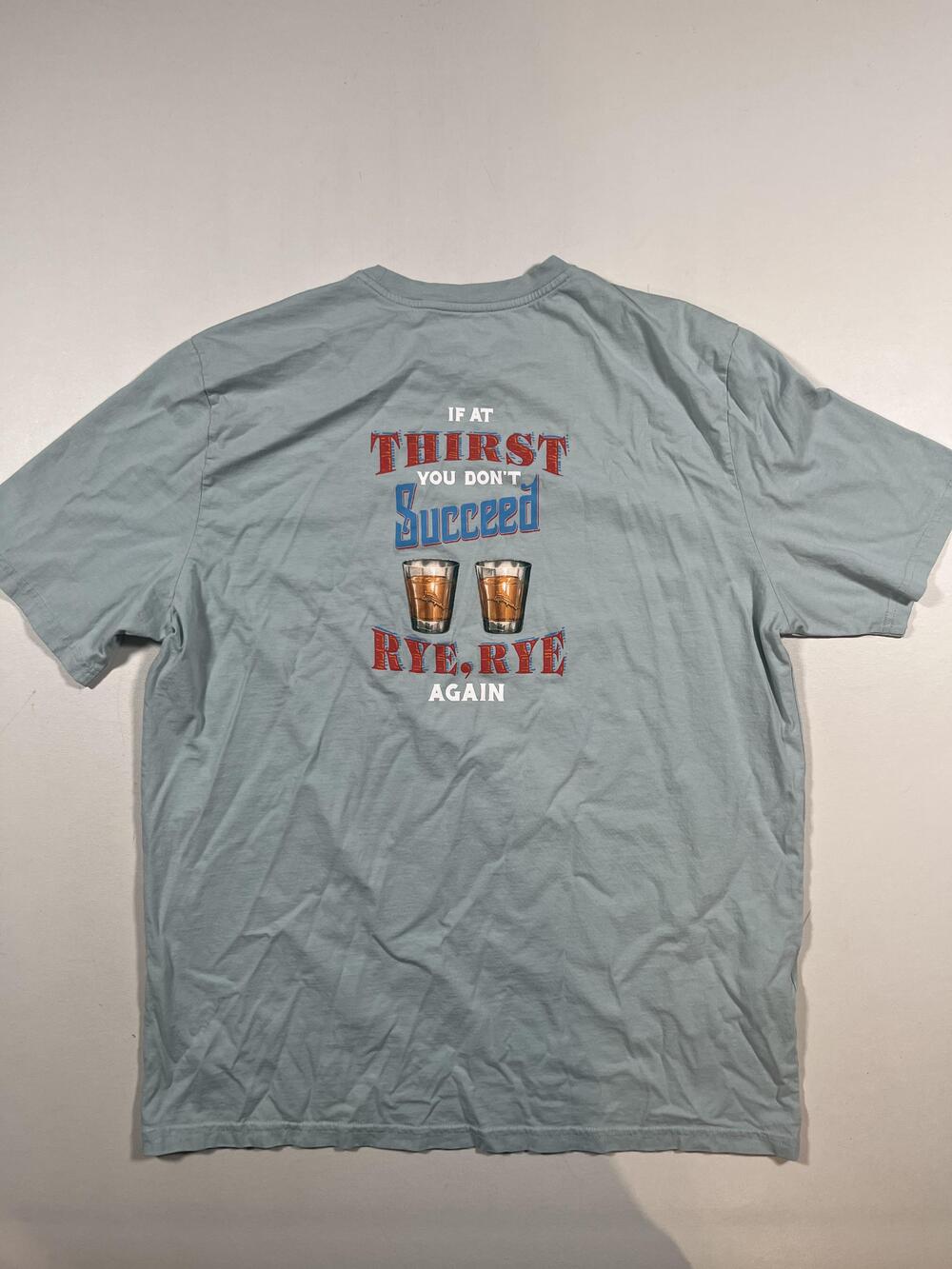 Tommy Bahama Shirt Mens XL Blue Rye Rye Again Graphic Tee Whiskey Funny